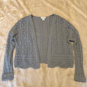 Jessica Simpson Sage Green Open-Front Knit Cardigan